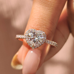 แหวนหมั้นเพชรทรงหัวใจหรูหราสำหรับผู้หญิง ทองคำขาว 14K ประดับโมอิสซาไนต์ แหวนแต่งงาน แหวนสัญญา ของขวัญเครื่องประดับชั้นดี - Product Image 3