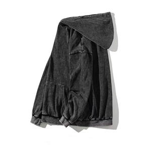 Sudadera con capucha estampada de algodón 100% Vintage para hombre lavado ácido desteñido personalizado bordado de gran tamaño Color sólido otoño al por mayor - Product Image 3