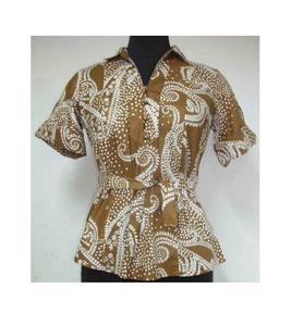 Camisa estampada abstracta marrón ligera de algodón con abertura frontal de cuello básico con botón y manga larga - Product Image 6