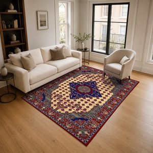 <b>RUGS</b> DEPOT LXDP-0408 Wholesale Red <b>Burgundy</b> Modern Vintage Digital Printed Machine Washable Chenille Area <b>Rug</b> Non Slip - Product Image 2
