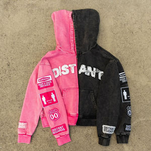 Sudaderas con capucha de peso pesado GSM 500 con aspecto vintage lavado con ácido, su logotipo personalizado y espacios en blanco para hombres y mujeres, parches desgastados - Product Image 3