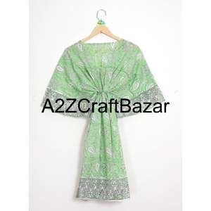 Vestido Casual Midi Tipo Túnica con Cuello en V, 100% Algodón Puro, Lavable y Ecológico, con Estampado Floral Bohemio y Borlas, Manga Corta - Product Image 2