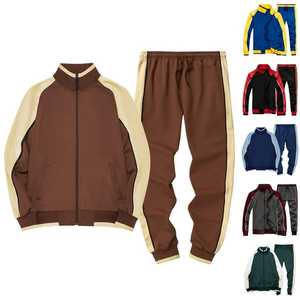 Ensemble de survêtement uni pour hommes 2 pièces sweat à capuche zippé pantalon de détente avec poches survêtement décontracté ample - Product Image 1