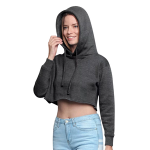 2025 High Quality Breathable Custom Made Cropped Hoodie <b>Woman</b> Cotton Made Crop <b>Top</b> Hoodie - Product Image 4