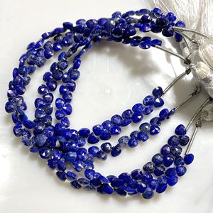 Haute qualité 4-4.5MM Lapiz Lazuli facettes minuscule coeur forme Briolette perles bleu perles de pierres précieuses en gros fournisseur de bonne qualité - Product Image 5