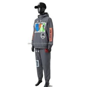 Conjunto de Chaqueta Cortavientos de Poliéster Suave para Mujer, Estilo Color Block Gris con Logotipo Personalizado, Impresión por Transferencia de Calor, Chaqueta Cortavientos de Talla Grande - Product Image 4