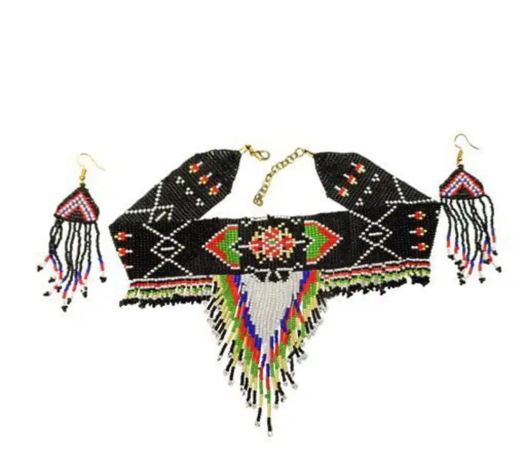 Beaded Neckpiece All Over Your Neck Pyramid Design With Pattern Beaded Design In It Luxury Necklace Western Cowgirl Aztec S