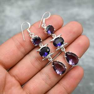 <b>Amethyst</b> <b>Earrings</b> 925 Sterling Silver Handmade Gemstone <b>Earrings</b> Jewelry Gift For Her Mother Elegant <b>Amethyst</b> Jewelry - Product Image 1