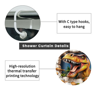 Custom Printed Waterproof Shower Shower <b>Curtain</b> for Bathroom Waterproof Polyester with <b>Hooks</b> - Product Image 2