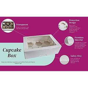 Paquete de 10 Cajas de Cartón para Cupcakes, Autoarmables, con 6 Compartimentos, Mantienen la Forma Vertical - Product Image 5