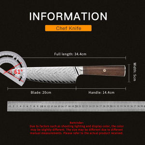 Cuchillo de Cocina Damasco Hecho a Medida, Cuchillo Profesional Superafilado para Cocinar, Hoja de Acero al Carbono, Mango de Madera, 10-11.9 pulgadas - Product Image 2