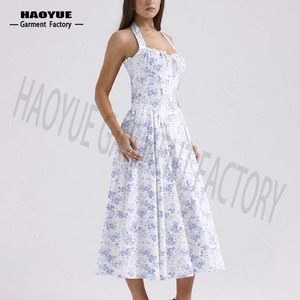Vestido bohemio con estampado floral Morado para mujer, elegante, informal, personalizado, ropa de fiesta de verano para niñas, fabricante personalizado - Product Image 4