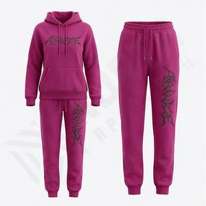 Chándal de Invierno con Capucha para Mujer de la Mejor Calidad, Chándal Deportivo Personalizado 100% Algodón, Diseño 2 en 1, Transpirable, Estampado por Sublimación - Product Image 1