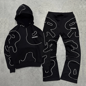 Nouveauté 2026, qualité supérieure, ensembles de jogging vintage personnalisés avec broderie, pantalons de survêtement et sweat-shirt grande taille, ensemble de survêtement délavé à l'acide pour hommes - Product Image 2