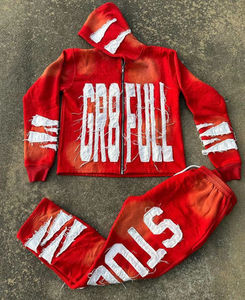 OEM nouvelle mode 300 g/m² 100% coton éponge française lavage à l'acide Streetwear survêtement personnalisable impression bouffante pantalon de survêtement évasé - Product Image 6