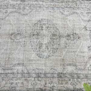 Tapis turc 4,7x7,5 pieds, tapis vintage, tapis en laine persan gris - Product Image 5