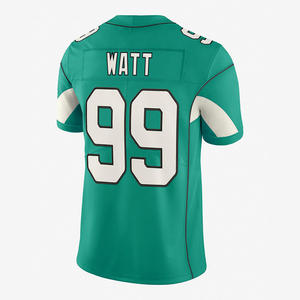 Maillot de football américain personnalisé, vert sarcelle et blanc, avec bande latérale, numéro d'équipe imprimé, col en V, manches courtes, respirant, anti-UV - Product Image 2