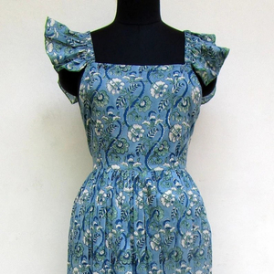 Nouvelle arrivée Robe longue encolure carrée avec sangle au dos Robe longue femme à imprimé floral - Product Image 1