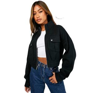 เสื้อแจ็คเก็ตแฟชั่นผู้หญิง โพลีเอสเตอร์ 100% กระเป๋าหลายช่อง ซิปยาวเต็มตัว ทรงปกติ สวมใส่สบาย แจ็คเก็ตผู้หญิงทรงยาว - Product Image 6