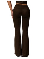 Özel Tasarım Yüksek Bel Cepli Kadınlar İçin Hip Lift Yoga Pantolonu, Spor Geniş Paça İspanyol Paça Pantolon, Günlük Fitness Boot-cut Tayt