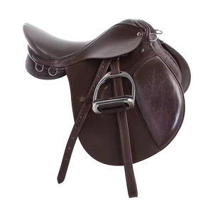 Selle d'équitation occidentale de dressage en cuir véritable unisexe de luxe, durable et confortable, en bois/plastique - Product Image 4