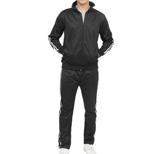 Chándales de cuello alto con cierre de cremallera para hombre, ligeros, personalizados, 100%, manga de poliéster, rayas, informales, lisos, en blanco - Product Image 1