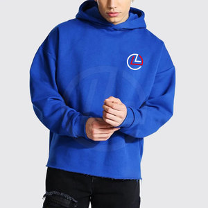 Sudadera con capucha Street Style Raw Hem con hombros caídos y diseño recortado sin terminar Sudadera con capucha de gran tamaño con detalles de dobladillo crudo - Product Image 5