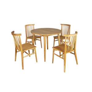 Juego de Comedor con Sillas y Mesa de Madera de Teca Sólida con Acabado Natural para Cafetería, Restaurante y Muebles de Comedor - Product Image 1
