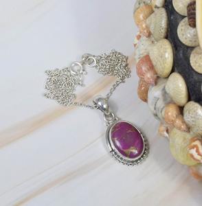 Colgante de moda Purpel turquesa piedra preciosa colgante mejor regalo de aniversario para niñas Plata de Ley 925 con joyería estampada 925 - Product Image 4