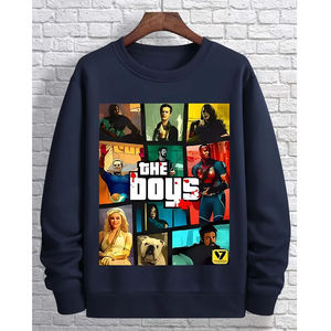 Sweat-shirts pour hommes à col rond, imprimés numériquement, avec logo personnalisé, de haute qualité, écologiques, pour l'hiver, décontractés, en tissu uni - Product Image 1