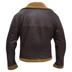 Veste bomber en cuir véritable pour homme en peau de mouton véritable Col montant décontracté Veste en cuir véritable Bouton XS Denim teint Lavé pour l'hiver - Product Image 2