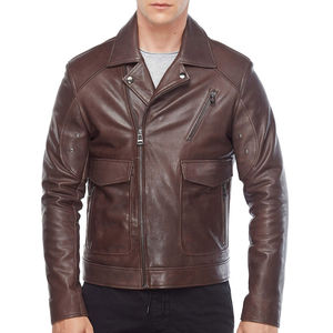 Hight Quality Genuine <b>Leather</b> Coat <b>Brown</b> <b>Men</b> OEM Customized <b>Leather</b> Varsity <b>Jacket</b> Motorcycle Plus Size <b>Leather</b> <b>Jacket</b> for man - Product Image 1