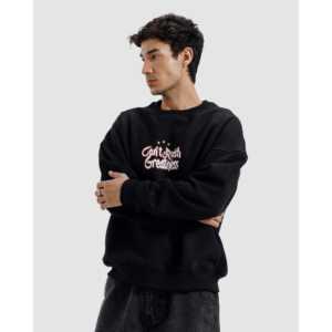 Sweat-shirt en soie de haute qualité pour femme, coupe oversize, respirant, avec broderie « Can't Rush Greatness » pour l'automne-hiver - Product Image 3