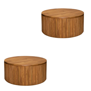 Table basse ronde basse avec matériaux en bois massif Fabrication de meubles de salon naturels en Indonésie - Product Image 6