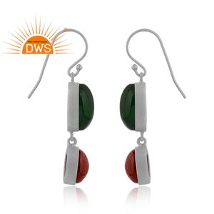Pendientes colgantes de plata de ley oxidada de la mejor calidad, jaspe rojo Natural y piedra preciosa de Jade verde, joyería personalizada para regalo de mujer - Product Image 3