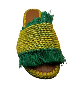 Zapatos marroquíes hechos a mano en verde y amarillo - Product Image 3