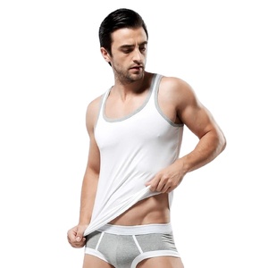 Sous-vêtement personnalisé pour homme, col rond, sans manches, en polyester/coton, tricoté, respirant, pour la salle de sport, l'été - Product Image 1