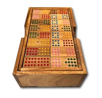 Ensemble de dominos en bois sculpté à la main en gros avec boîte rectangulaire en bois, couleur personnalisée, double six pour Pâques