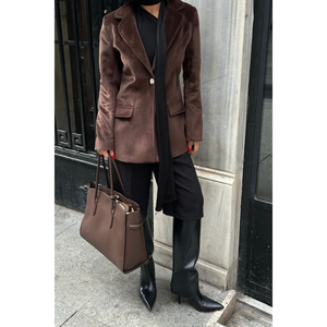 Chaqueta Blazer Marrón de un Solo Botón para Mujer, Marca FOX FABRIC - Product Image 5