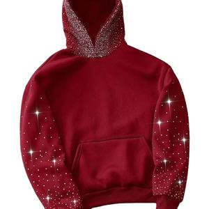Sudaderas con Capucha y Cremallera Holgadas Hechas a Medida para Hombre, Logotipo Personalizado Serigrafiado, Sudadera con Capucha de Invierno Gruesa con Cremallera y Pedrería para Hombre - Product Image 1