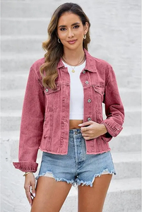 Chaqueta Vaquera Cruda Elegante y Cómoda para Mujer, Manga Larga de Nailon, Relleno de Algodón, Último Diseño de Invierno, Servicio OEM, Precio Económico, Nuevo - Product Image 5