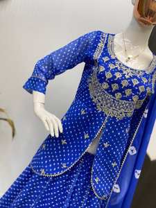 PARA ESTA PRÓXIMA TEMPORADA DE RAKHI THEEJ SAVAN NAVARATRI NUESTRA EXCLUSIVA IMPRESO GEORGETTE COSTADO COMPLETO LEHENGA CHOLI - Product Image 2