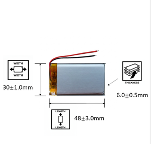 Литий-полимерный аккумулятор 603048 с 2 проводами, 603048-2, 1000 мАч, 3.7В, с сертификатом UN38.3 MSDS, перезаряжаемый, для MP3, MP4, TWS-колонок - Product Image 2