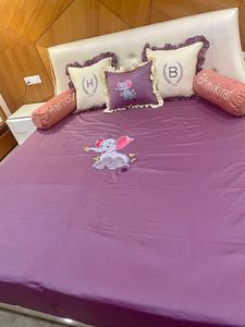 Artistic Printed King Size Bedsheet <b>Set</b> With Two <b>Pillow</b> Covers 100% Handmade Fabric Great For Gifting And Bedroom Styling - Product Image 2