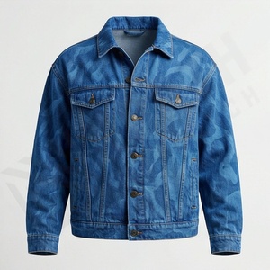 Veste en jean décontractée personnalisée pour hommes, grandes tailles, 100% coton, option logo sur le devant, respirante, veste d'hiver - Product Image 1
