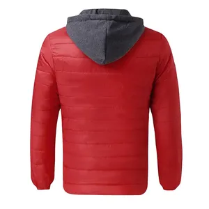 Veste d'hiver à capuche pour homme, rembourrée, imperméable, coupe-vent, en toile, fermeture éclair, style décontracté, couleur personnalisée, polyester - Product Image 4