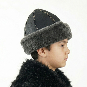High Quality Shark Anatolia Faux Leather Ottoman Kayi Ertugrul Dirilis IYI Outdoor Breathable Fur Hat / Bork for Kids Age 10-13 - Product Image 2
