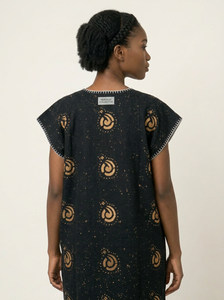 Robe Dashiki Africaine pour Femmes – Imprimé Bogolan Vert Premium, Manches Courtes, Vêtements Traditionnels Africains, Fournisseur en Gros - Product Image 3