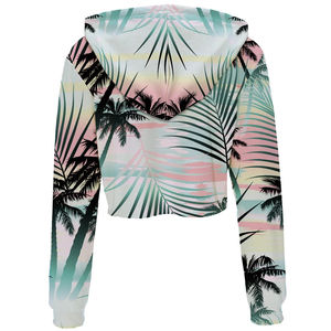 Venta directa Crop Top Hoodie Pakistan fabrica logotipo personalizado transpirable ropa casual mujeres Crop Top Hoodies - Product Image 3