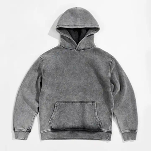 Sweat à capuche en molleton lourd surdimensionné pour homme, tricoté 100% coton, pull vintage imprimé personnalisé, motif de lettres d'hiver, poche - Product Image 1